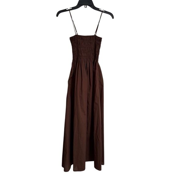 Faithfull the Brand Marieka Midi Dress M in Chocolate - Picture 4 of 12